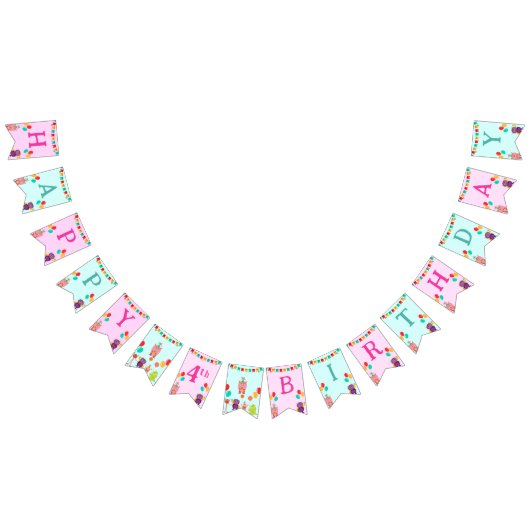 Cute lil monster cartoon leuke verjaardagsfeestje vlaggetjes (Alle)