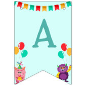 Cute lil monster cartoon leuke verjaardagsfeestje vlaggetjes (Tweede vlag)