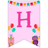 Cute lil monster cartoon leuke verjaardagsfeestje vlaggetjes (Eerste vlag)