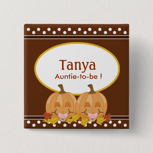 Cute Lil Pumpkins Baby shower Name Tag Button (Voorkant)