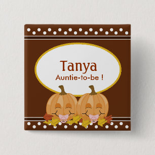 Cute Lil Pumpkins Baby shower Name Tag Button