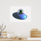 Cute Lil UFO-Poster Poster (Keuken)