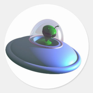 Cute Lil UFO-Sticker Ronde Sticker