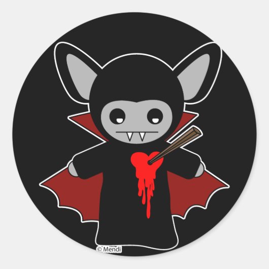 Cute Lil Vampire Bat Ronde Sticker (Voorkant)
