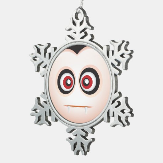 Cute Lil' Vampire Halloween Emoji Tin Sneeuwvlok Ornament (Rechts)