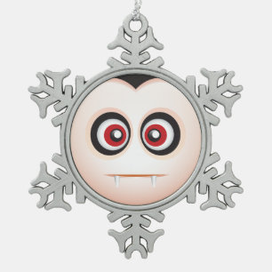 Cute Lil' Vampire Halloween Emoji Tin Sneeuwvlok Ornament