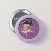 Cute lila Ballerina 1 Aangepaste naam Ronde Button 5,7 Cm (Voorkant /achterkant)