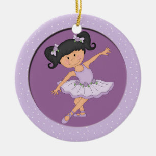Cute Lila Ballerina 3 Ballet Star Keramisch Ornament