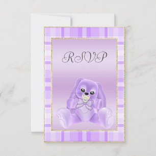 Cute Lila Konijn Baby Shower RSVP Kaartje