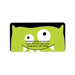 CUTE Lime Green Monster Return Address Label