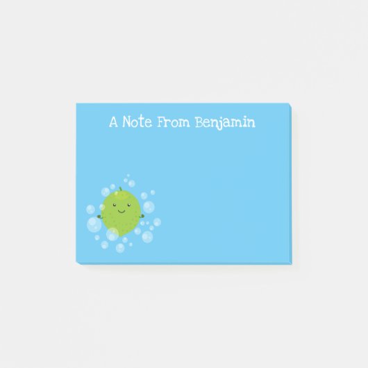Cute limoen citrusvruchten groene cartoon illustra post-it® notes (Voorkant)