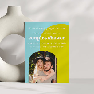 Cute Limoen Light Blue Retro Photo Couples Shower Kaart