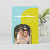 Cute Limoen Light Blue Retro Photo Couples Shower Kaart (Staand voorkant)
