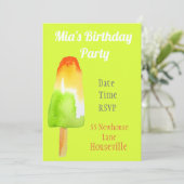 Cute limoen popsicle-block Summer girl Party Kaart (Staand voorkant)