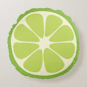Cute Limoen Slice Citrus Fruit Funny Foodie Fun Rond Kussen