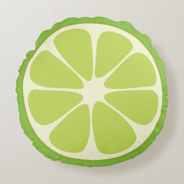 Cute Limoen Slice Citrus Fruit Funny Foodie Fun Rond Kussen (Voorkant)