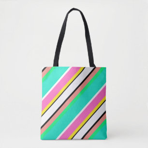 Cute Line Green Roze Canvas tas