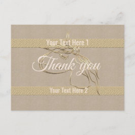 Cute Linen Look Gouden Strepen Eenhoorn Bedankt Briefkaart