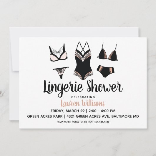 Cute Lingerie Bridal Bachelorette Invitation Kaart (Voorkant)