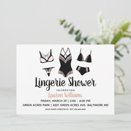 Cute Lingerie Bridal Bachelorette Invitation Kaart (Staand voorkant)