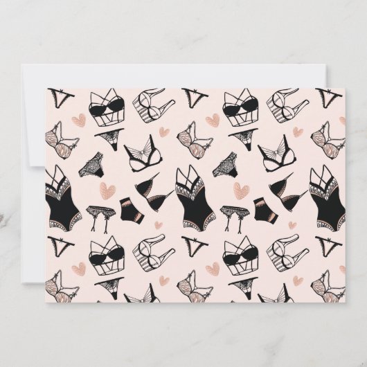 Cute Lingerie Bridal Bachelorette Invitation Kaart (Achterkant)