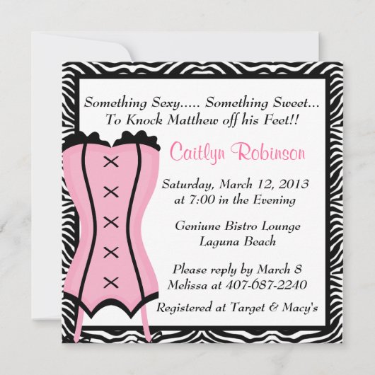 Cute Lingerie Bridal Shower Invitation Kaart (Voorkant)