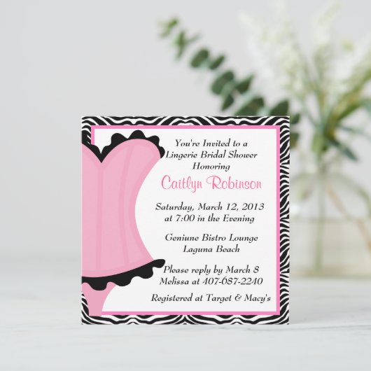 Cute Lingerie Bridal Shower Invitation Kaart (Staand voorkant)