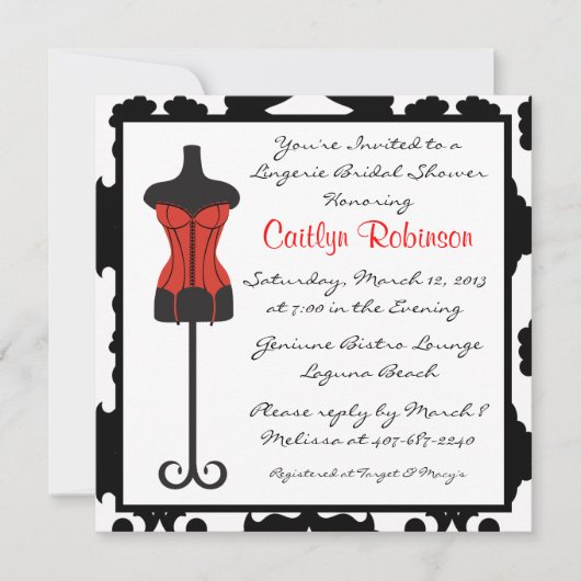 Cute Lingerie Bridal Shower Invitation Kaart (Voorkant)