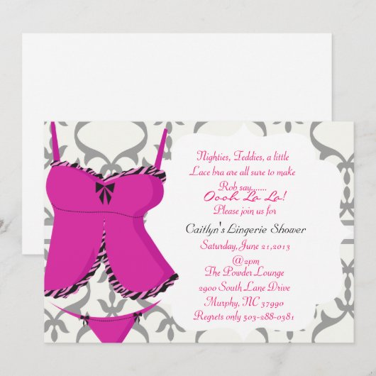 Cute Lingerie Shower Bridal Uitnodiging (Voorkant / Achterkant)