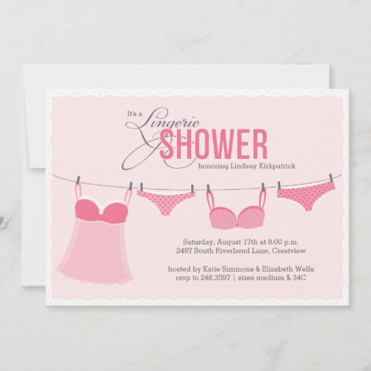 Cute Lingerie Shower Pink Blush Kaart (Voorkant)