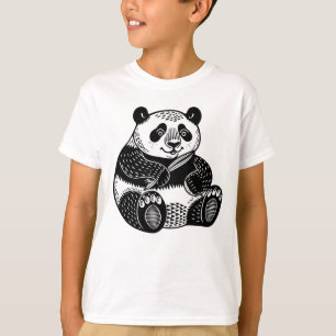 Cute Linocut Reuzenpanda Kinderen T-shirt
