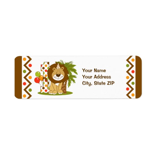 Cute Lion 1st Birthday Etiket (Voorkant)