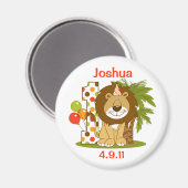 Cute Lion 1st Birthday Magneet (Voorkant / Achterkant)