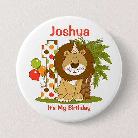 Cute Lion 1st Birthday Ronde Button 7,6 Cm (Voorkant)