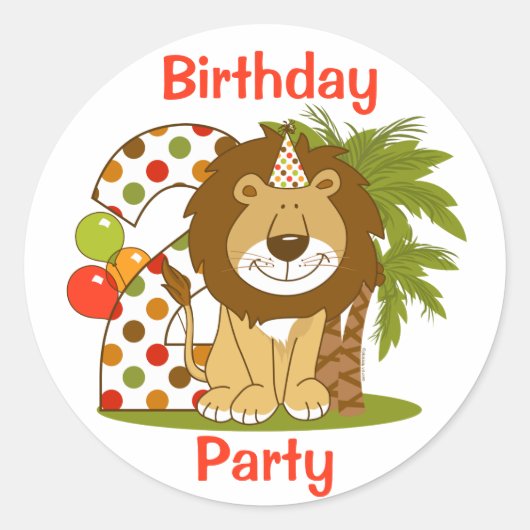 Cute Lion 2e verjaardag Ronde Sticker (Voorkant)