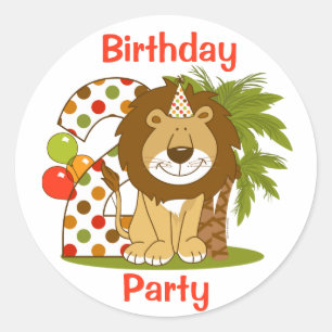 Cute Lion 2e verjaardag Ronde Sticker