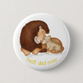 Cute lion and cub 'Best dad ever' badge Ronde Button 5,7 Cm