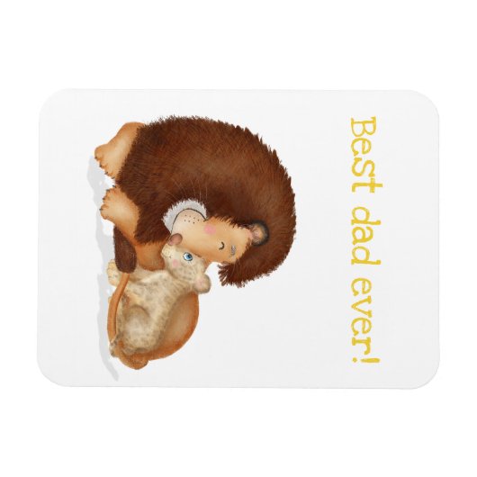 Cute lion and cub 'Best dad ever' magnet Magneet (Horizontaal)