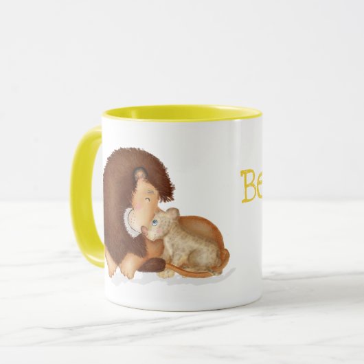 Cute lion and cub 'Best dad ever' mok (Voorkant links)