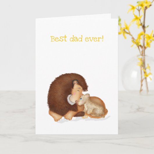 Cute lion and cub Vaderdag card Kaart (Gele Bloem)