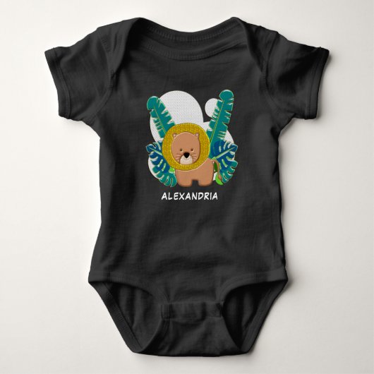 Cute Lion Animal Oerwoud Safari Zoo Personaliseren Romper (Voorkant)