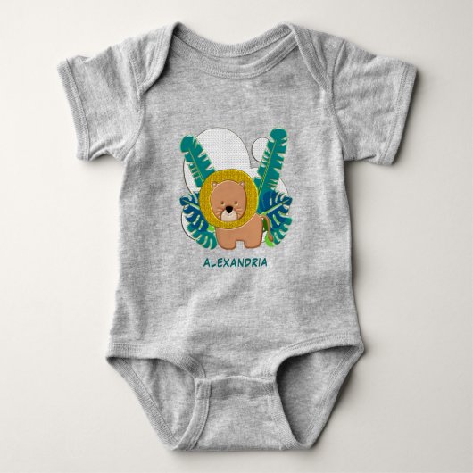 Cute Lion Animal Oerwoud Safari Zoo Personaliseren Romper (Voorkant)