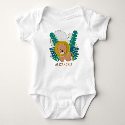 Cute Lion Animal Oerwoud Safari Zoo Personaliseren Romper (Voorkant)