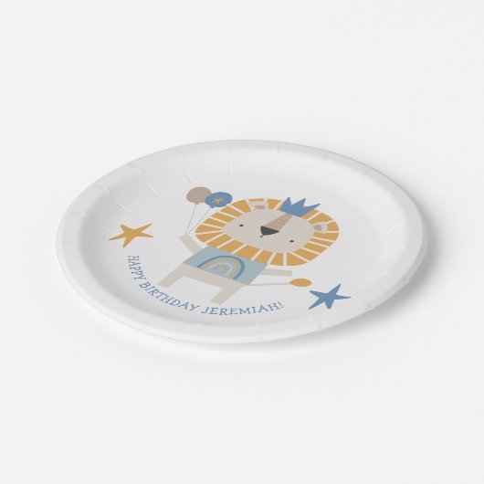 Cute Lion Baby Boy Birthday Party Name Paper Bord (Gekanteld)