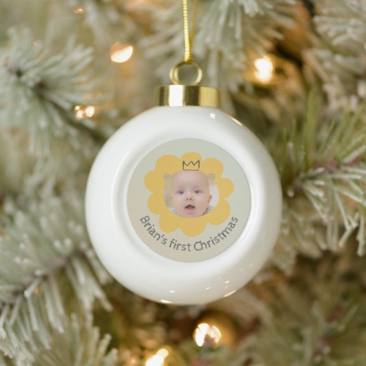 Cute Lion Baby Custom Name Keramische Bal Ornament (Boom)