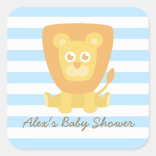 Cute Lion Baby shower Decoration Vierkante Sticker (Voorkant)