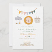 Cute Lion Baby shower Invitation Kaart (Voorkant)