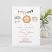 Cute Lion Baby shower Invitation Kaart (Staand voorkant)