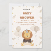 Cute Lion Baby Shower Invitation | Neutral Safari  Kaart (Voorkant)