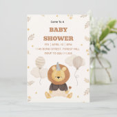 Cute Lion Baby Shower Invitation | Neutral Safari  Kaart (Staand voorkant)